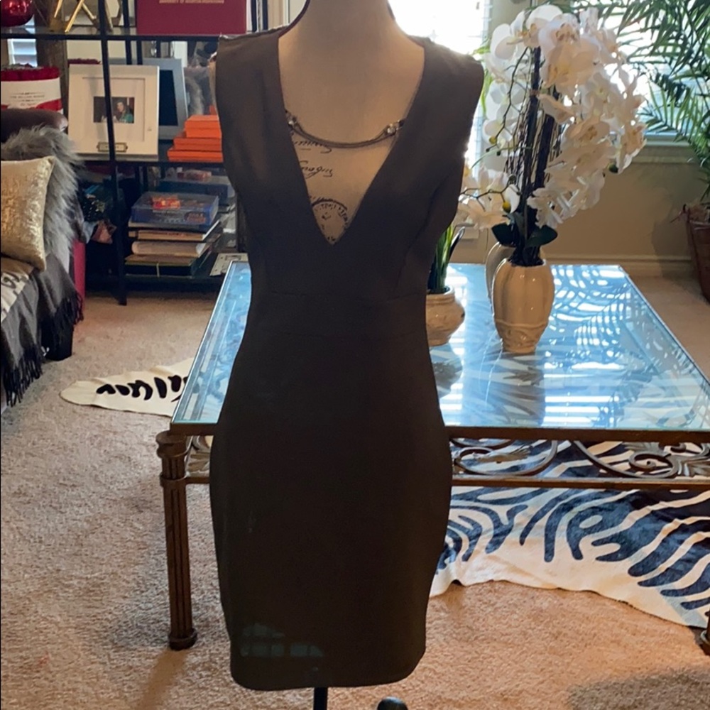 Olive green sheath stretch dress 252